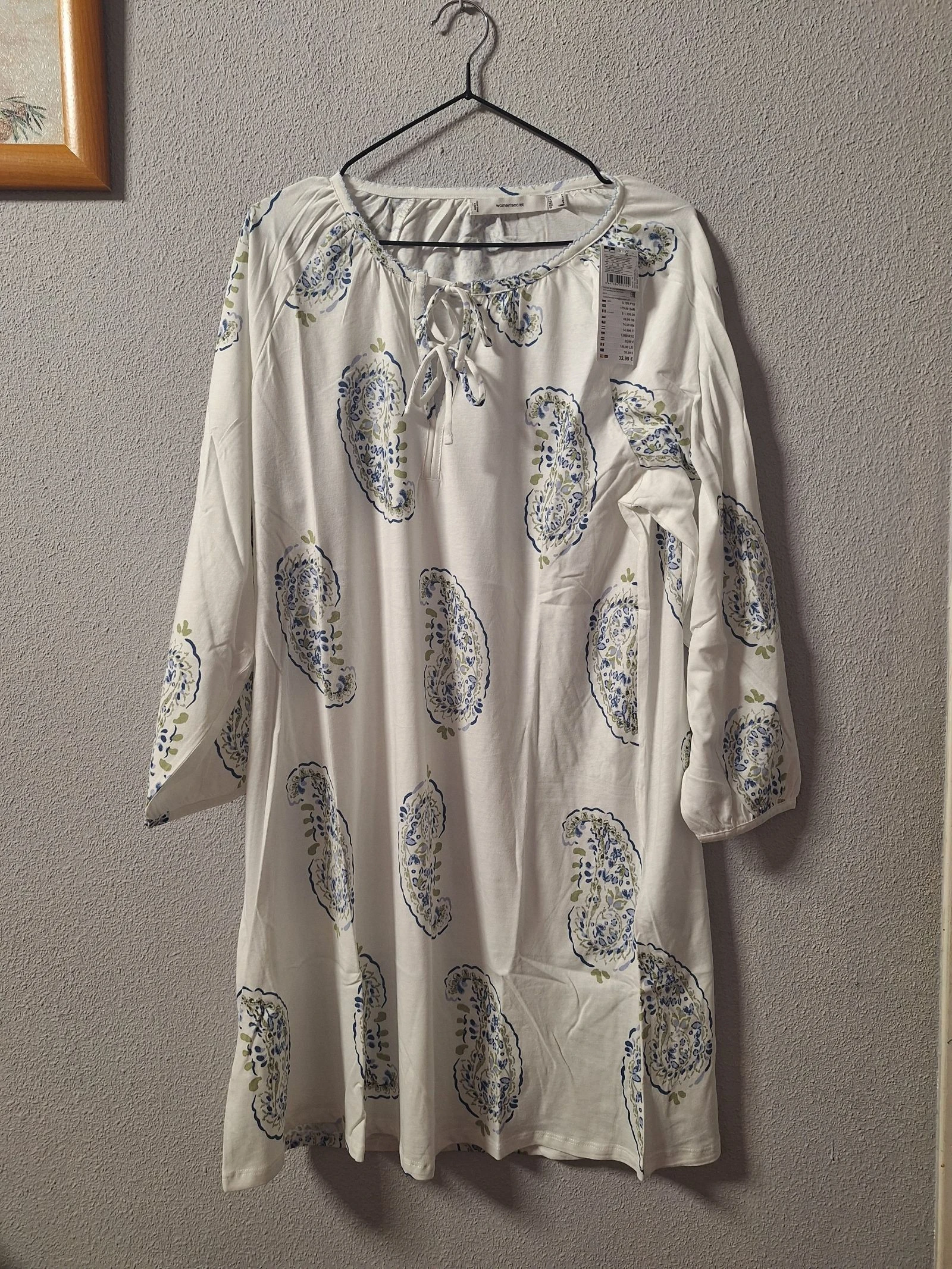 Camisón Woman Secret 100% algodón estampado paisley | Talla M